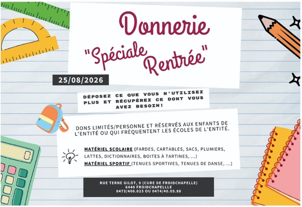 Donnerie spécial rentrée